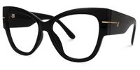 Elektra - Elegant Black & Gold Cat Eye Glasses | Vooglam Front View