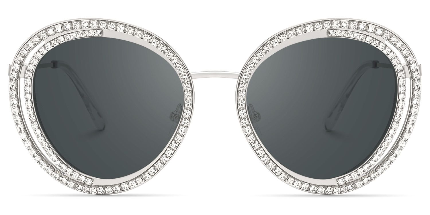 Hafiz - Round Silver Sunglasses | Vooglam Angle View