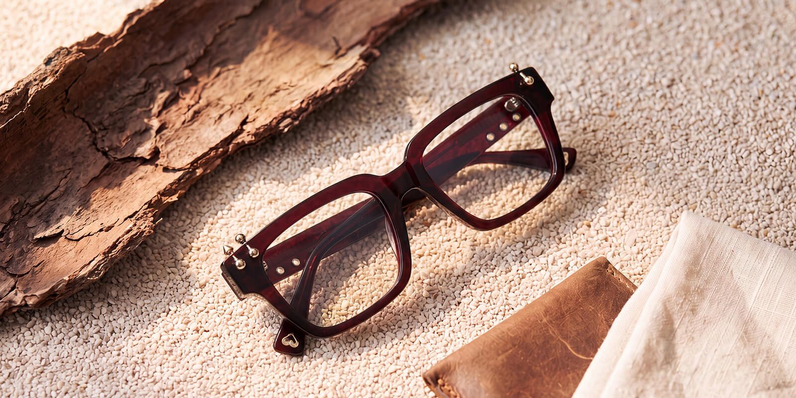 red rectangle acetate piercing glasses