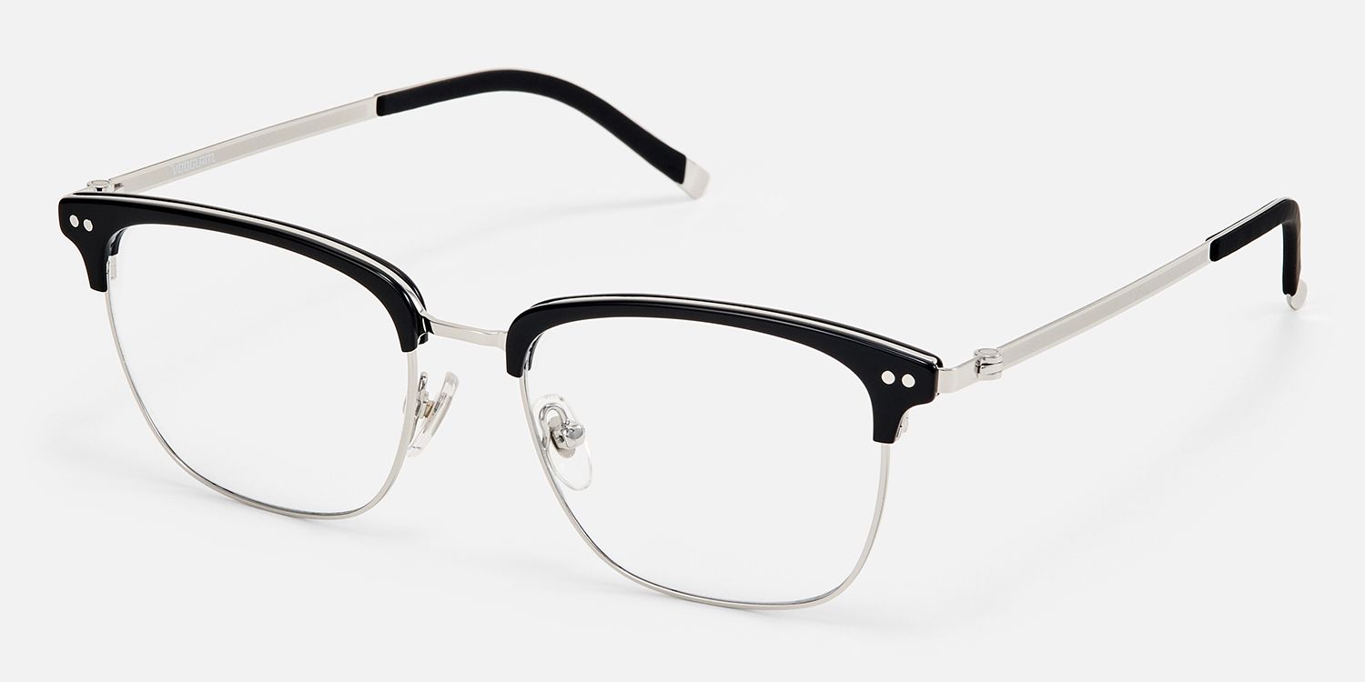 Chord - Rectangle Black Eyeglasses | Vooglam Front View