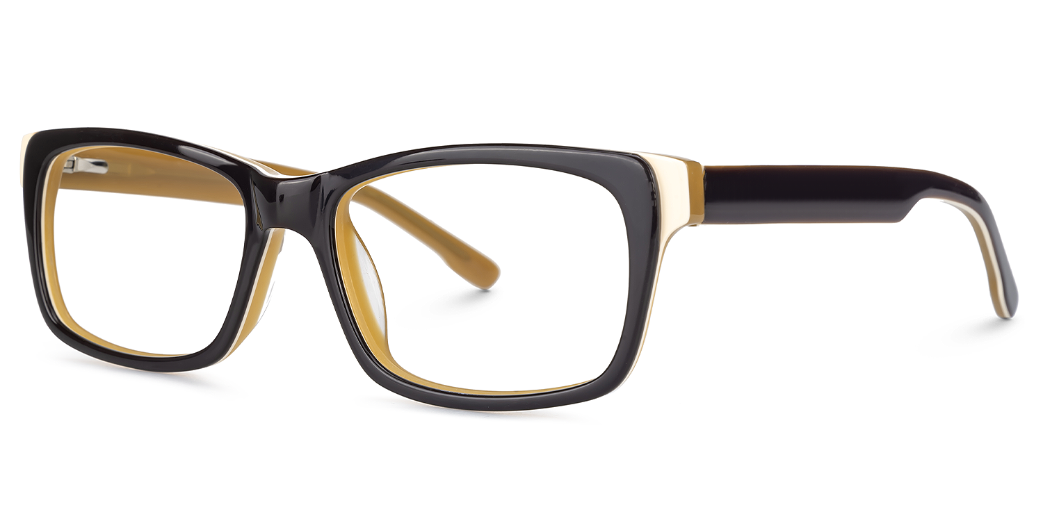 Eliava - Rectangle Black Eyeglasses | Vooglam Front View