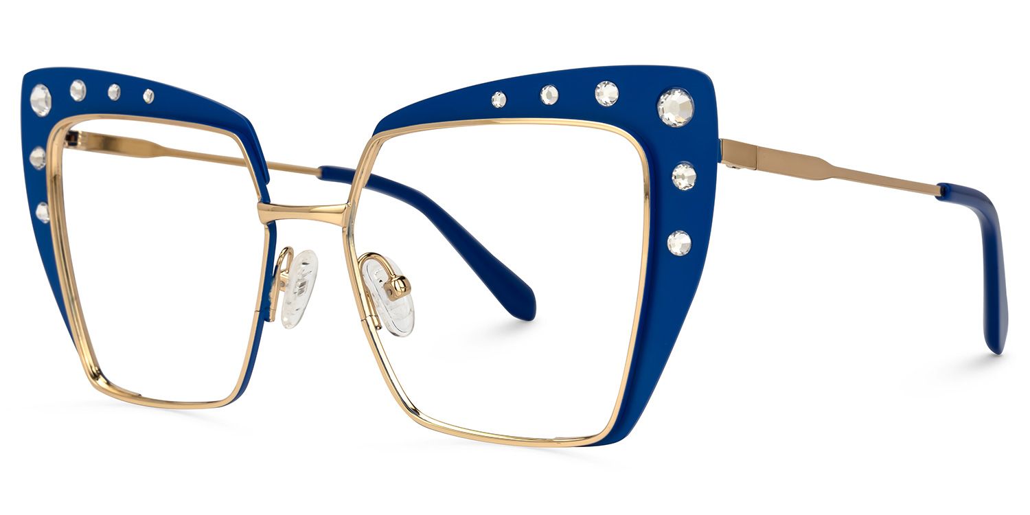 Afrim - Square Blue Eyeglasses | Vooglam Front View