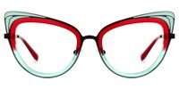 Aderes - Cat Eye Red/Green Eyeglasses | Vooglam Angle View