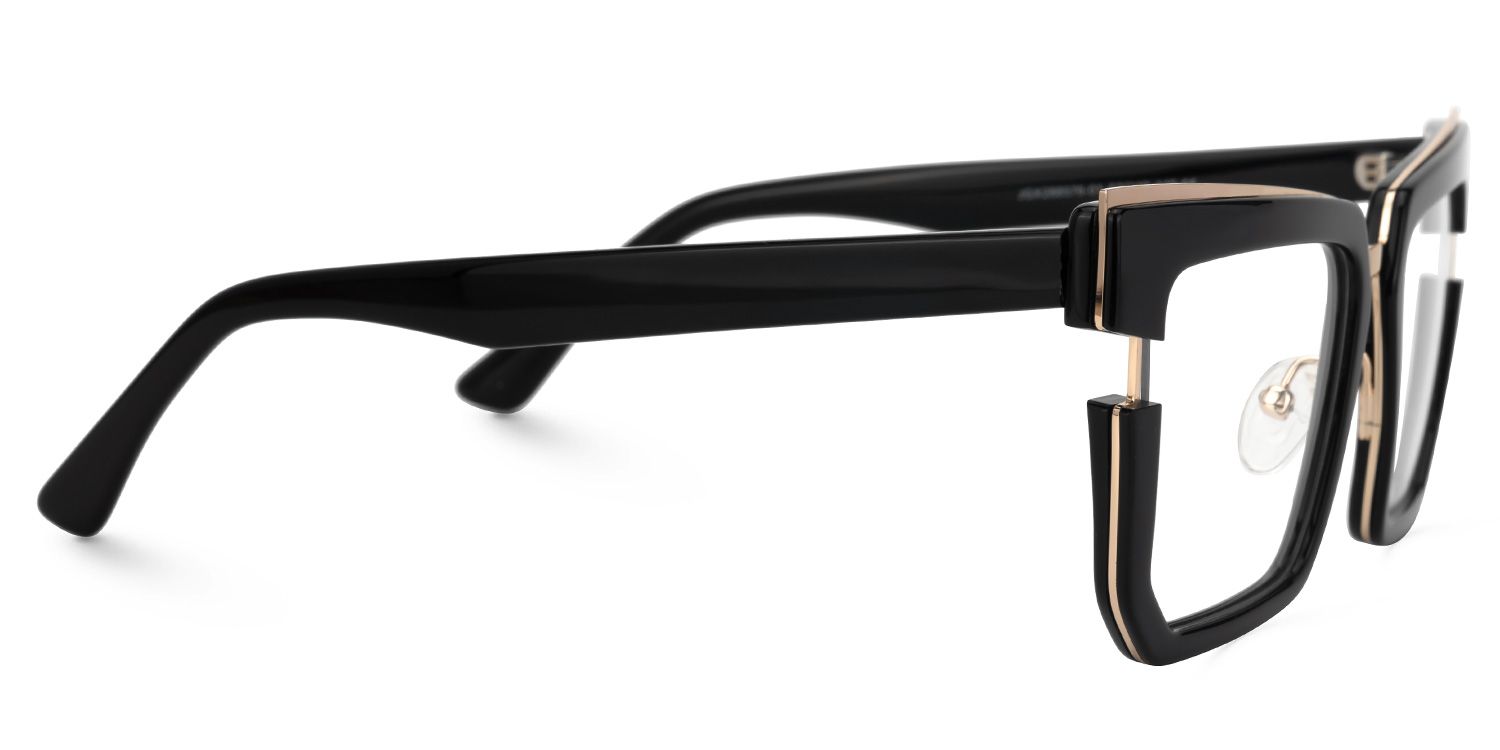 Ellette - Rectangle Black Eyeglasses | Vooglam 4