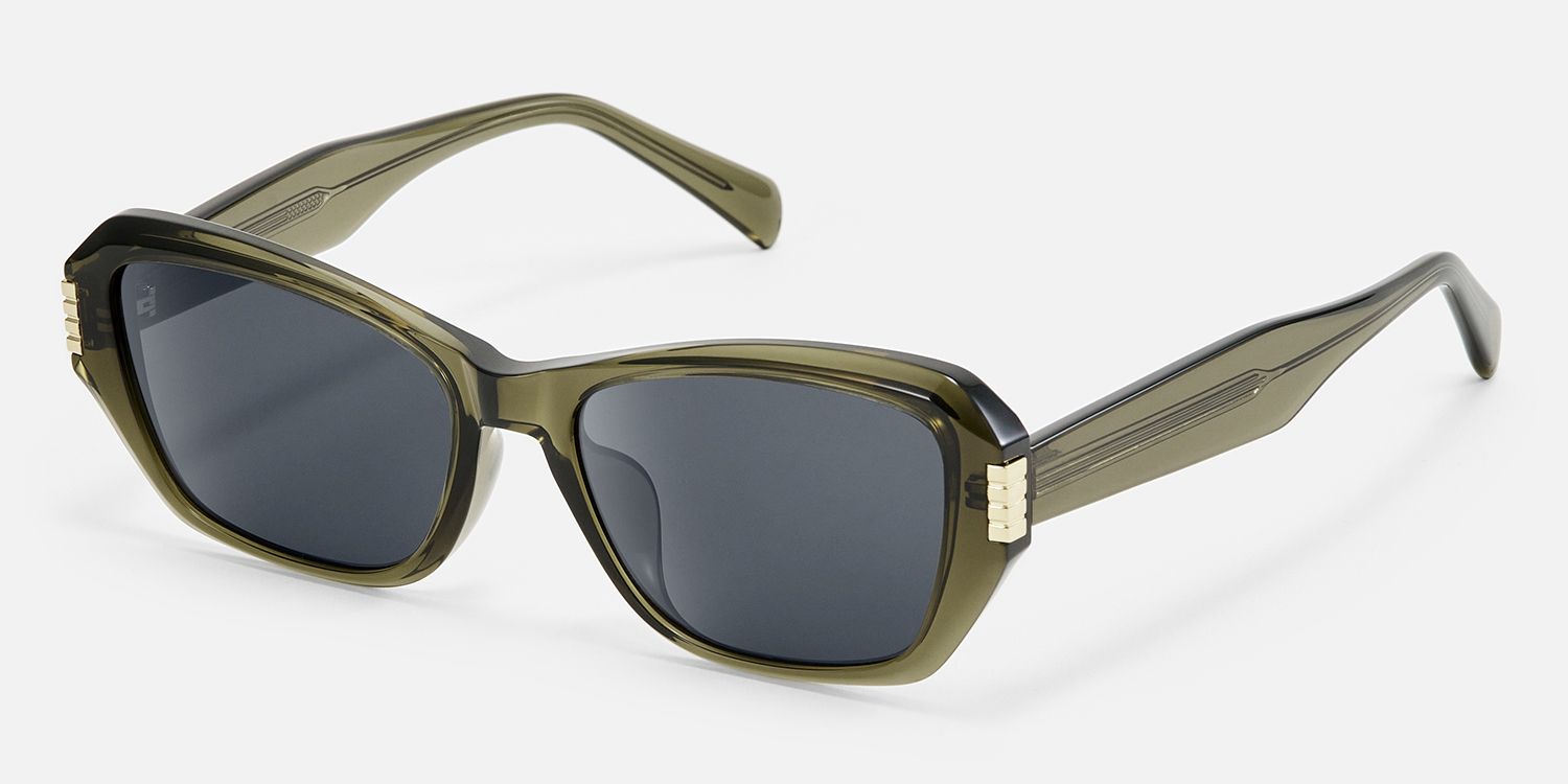 Flicker - Geometric Green Sunglasses | Vooglam Front View