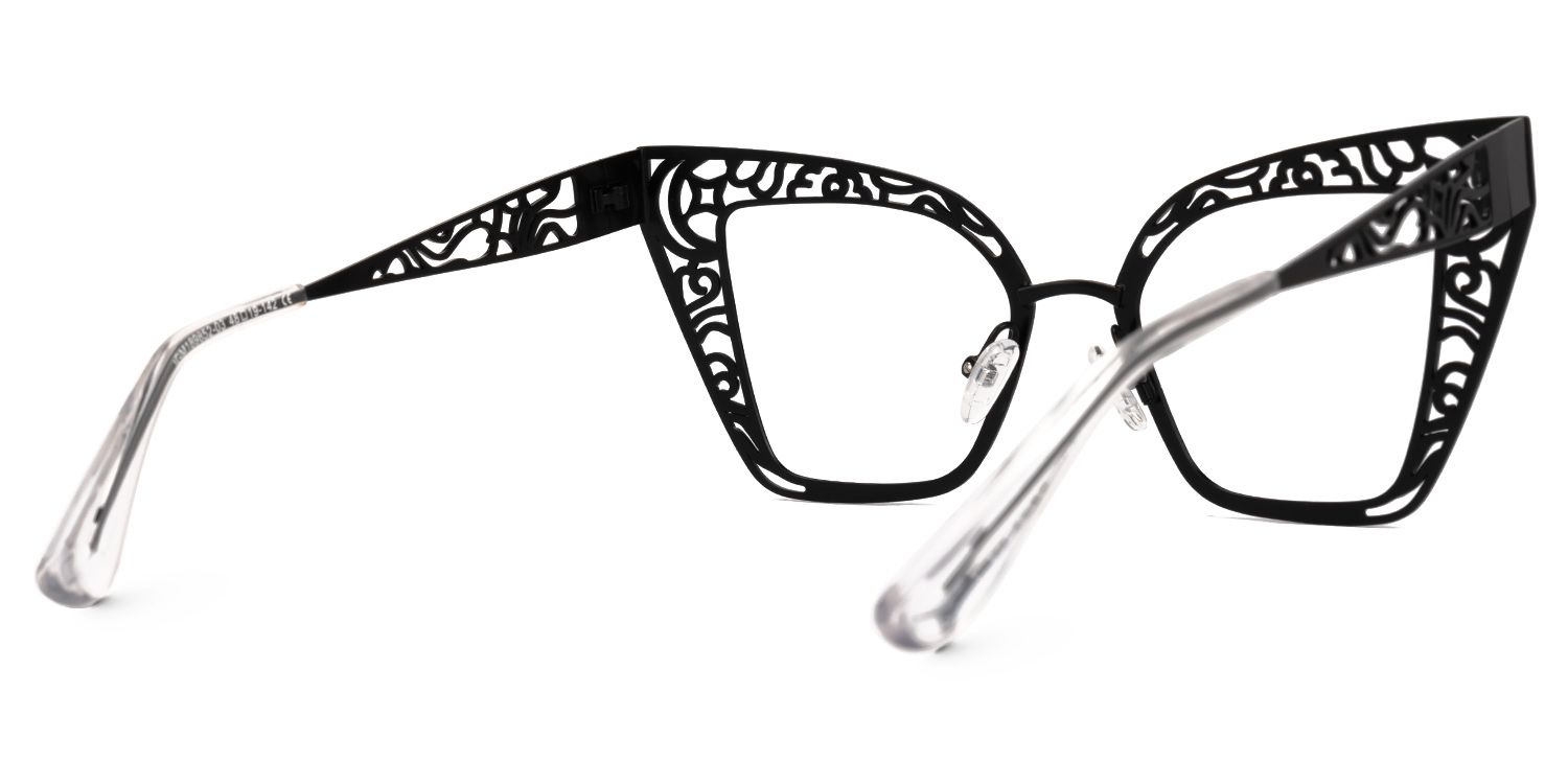 Agalia - Cat Eye Black Eyeglasses | Vooglam Side View