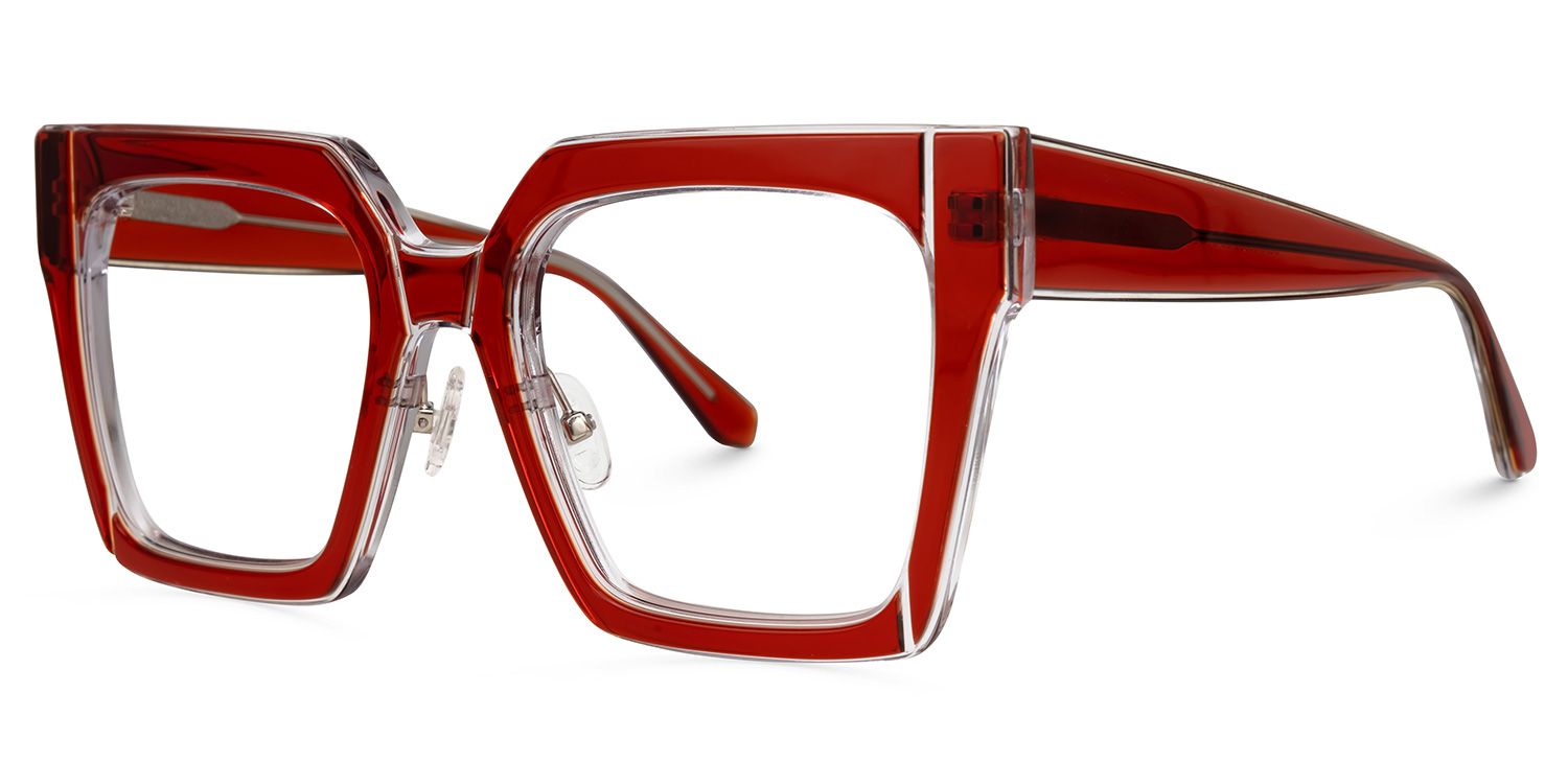Desmond - Square Red Eyeglasses | Vooglam Front View