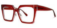 Desmond - Square Red Eyeglasses | Vooglam Front View