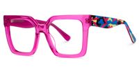 Fathia - Square Pink Eyeglasses | Vooglam Front View