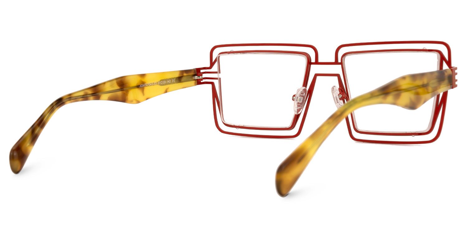 Aethwy - Square Red Eyeglasses by Vooglam - Side View