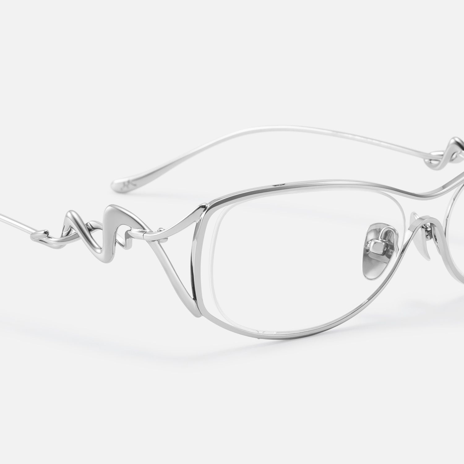 Okinawa - Silver Glasses with Double Wire Temple | Vooglam Design Details