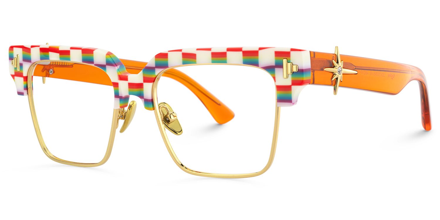 Nathifa - Browline Multicolor Eyeglasses | Vooglam Front View