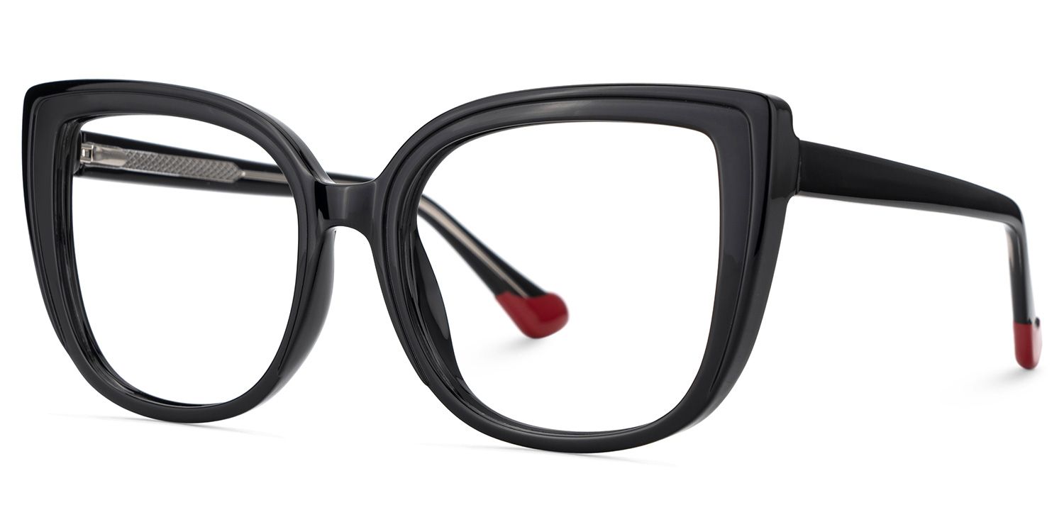 Darena - Cat Eye Black Eyeglasses | Vooglam Front View