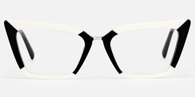 Petrie - Stylish Black White Butterfly Glasses by Vooglam