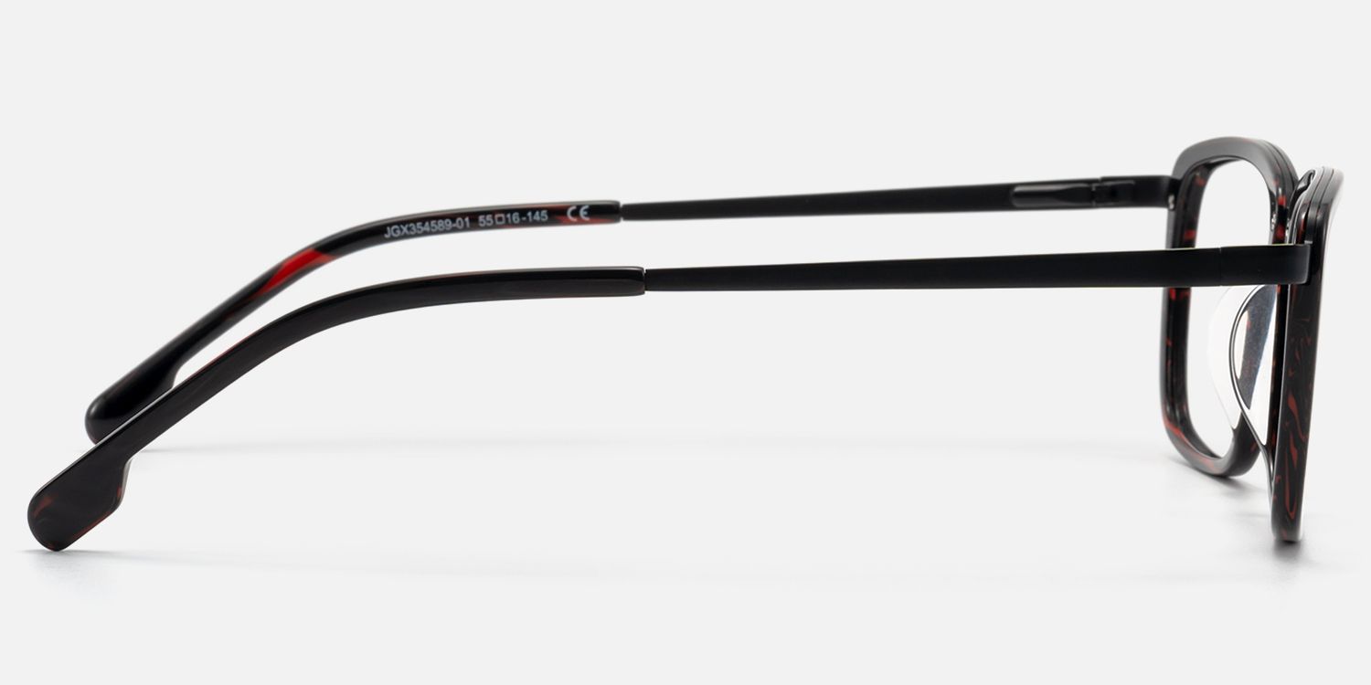 Alloy - Sleek Black Rectangle Professional Glasses | Vooglam Side View