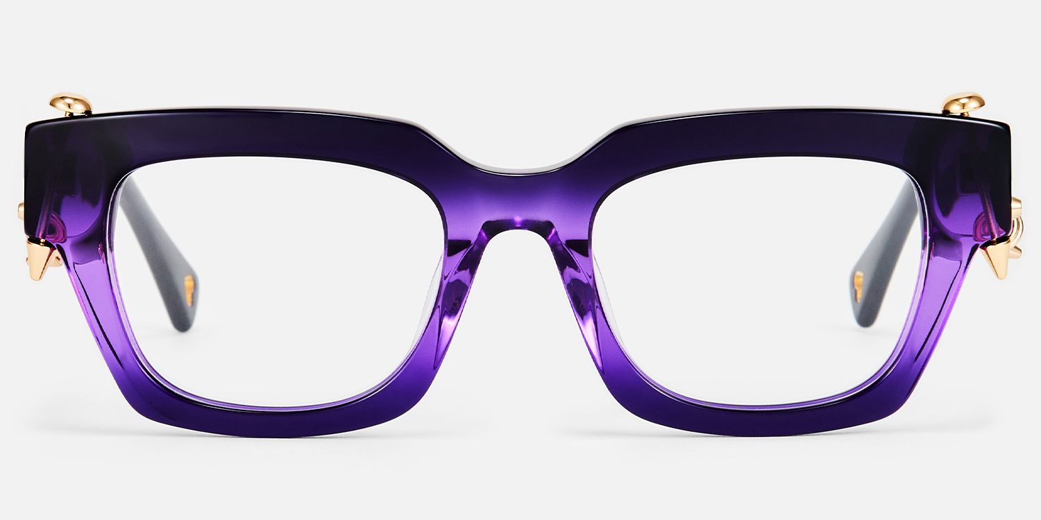 Sabrina - Rectangle Purple Acetate Eyeglasses | Vooglam Angle View