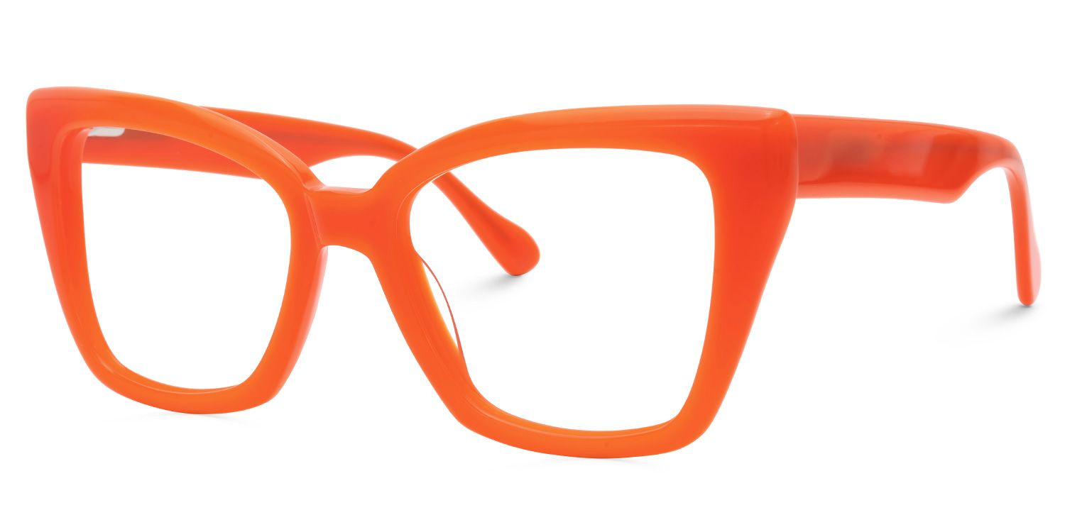 Efrem - Cat Eye Orange Eyeglasses | Vooglam Front View