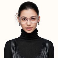 Sabrina - Rectangle Crystal Acetate Eyeglasses | Vooglam On Model 1