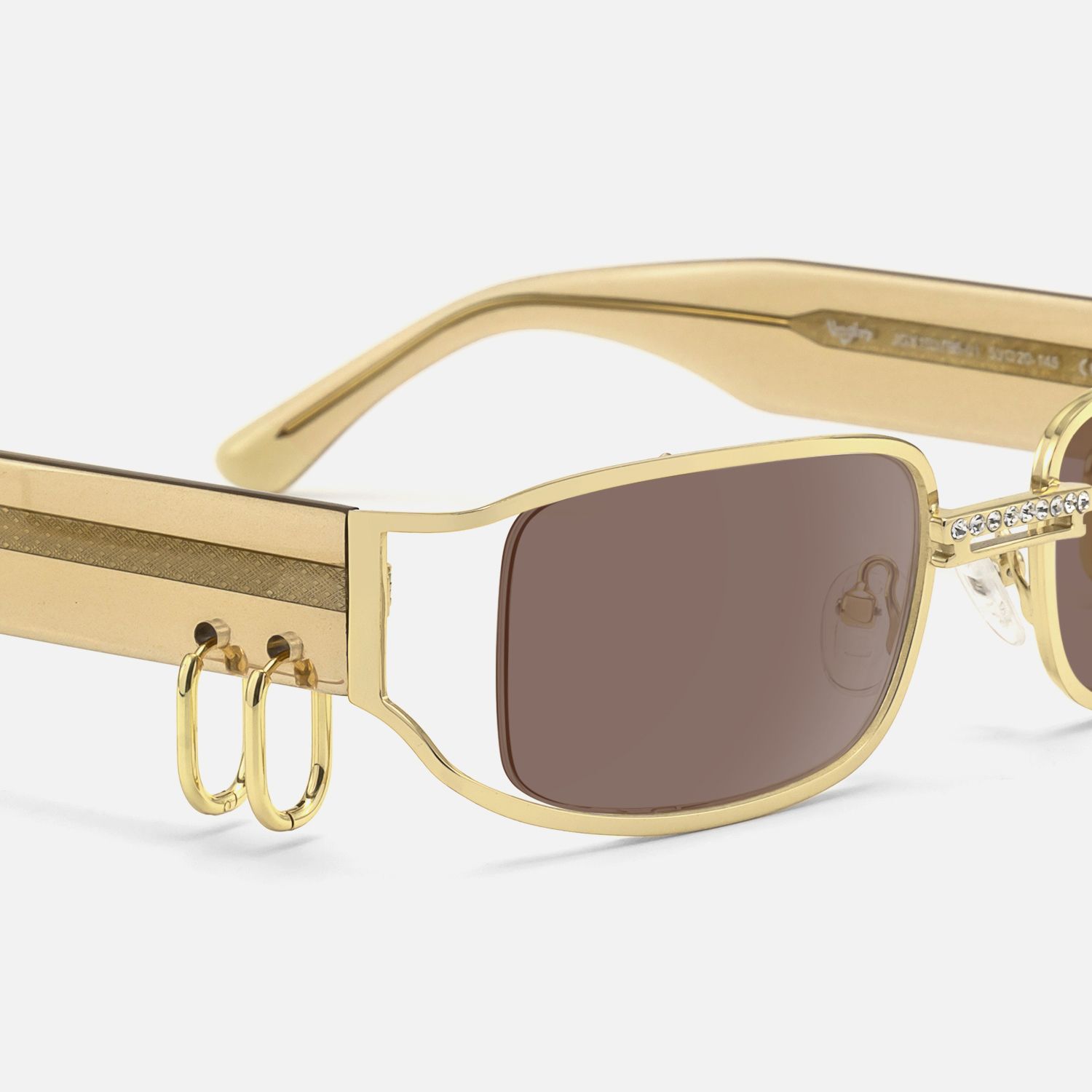 Riff - Rectangle Gold Sunglasses | Vooglam Design Details