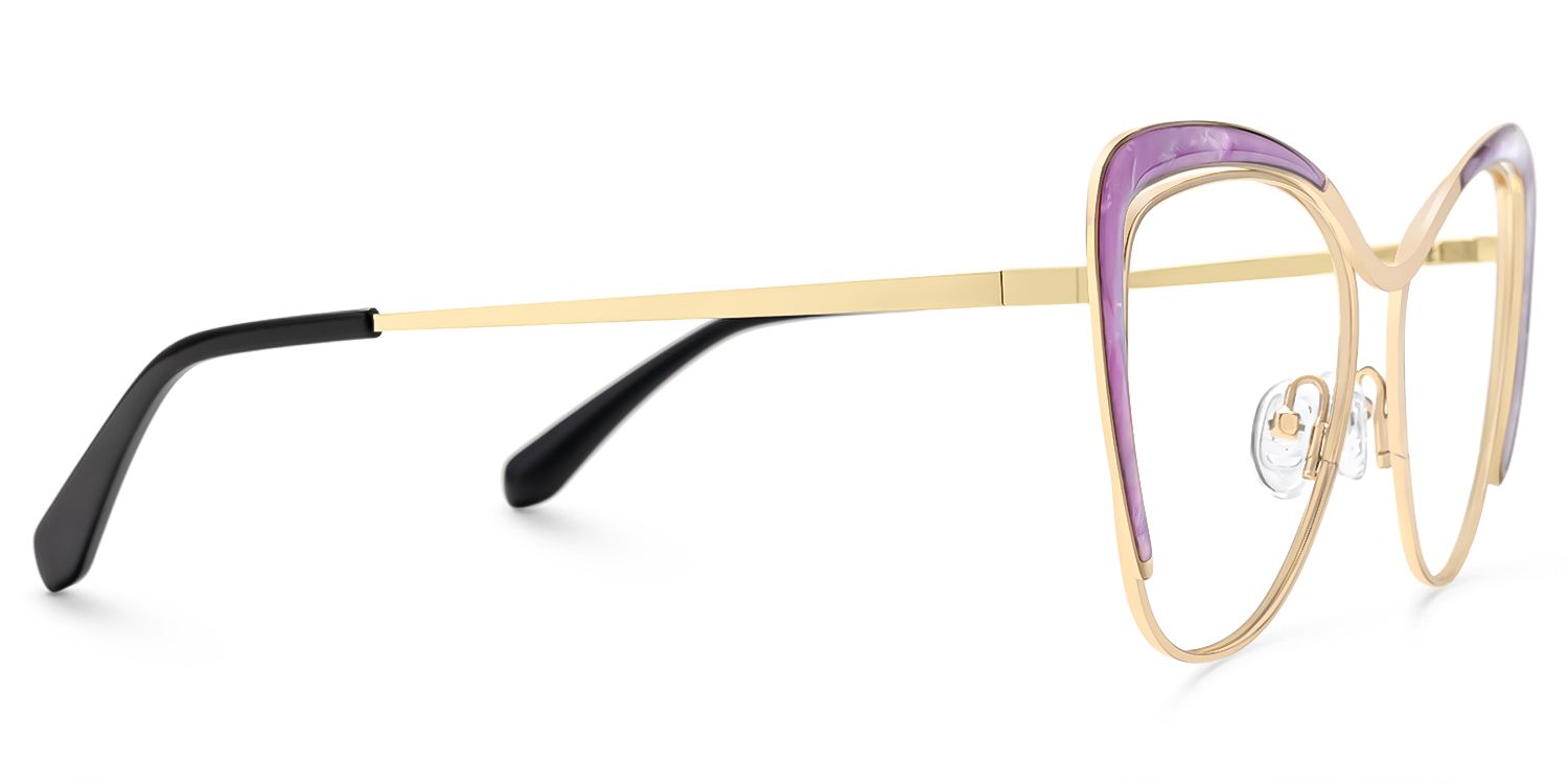 Jachin - Cat Eye Purple Eyeglasses by Vooglam - Product View 4