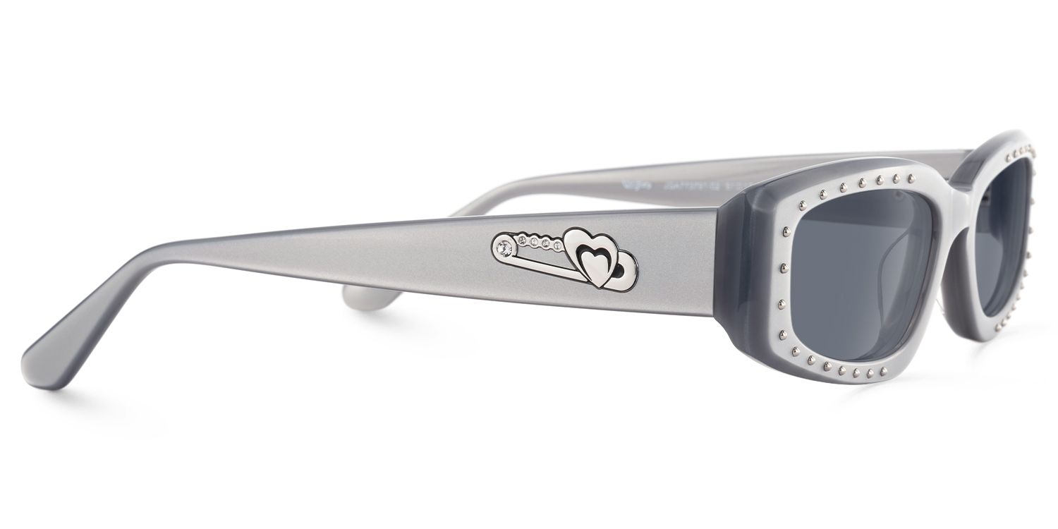 Quentin - Rectangle Silver Sunglasses | Vooglam 4