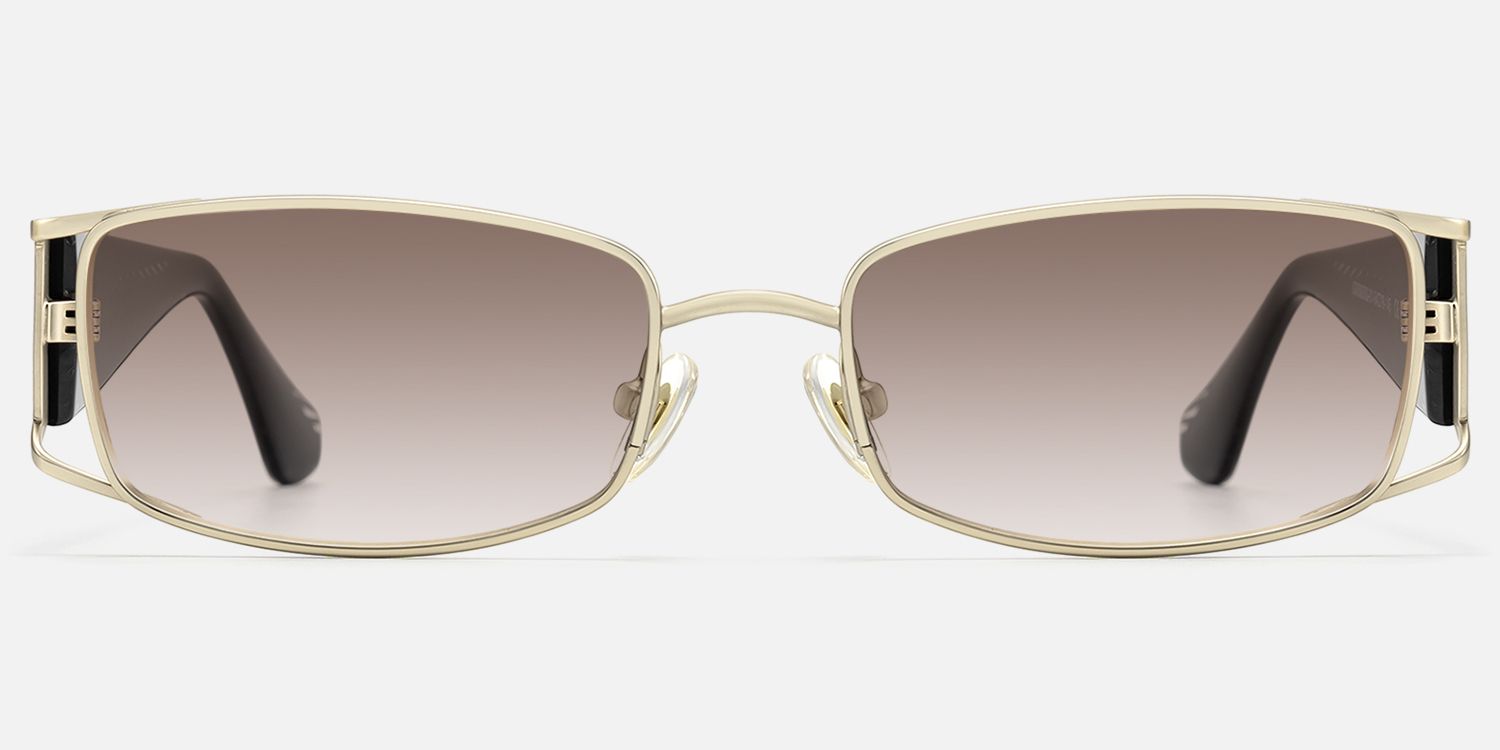 Wren - Gradient Lens Rectangle Gold Sunglasses | Vooglam Angle View