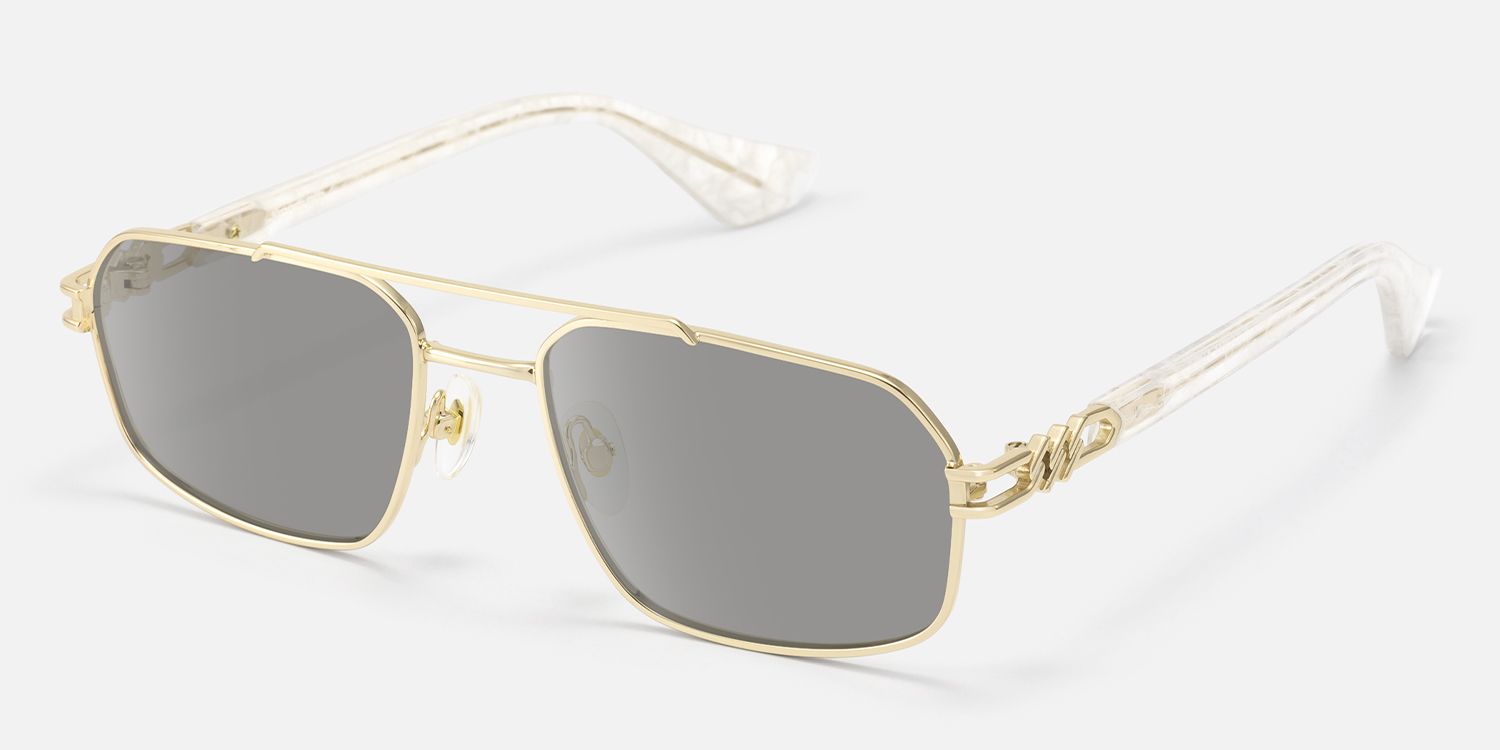 Lacey - Grey Tint Aviator Gold Sunglasses | Vooglam Front View