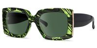 Borislav - Rectangle Green/Pattern Sunglasses | Vooglam Front View