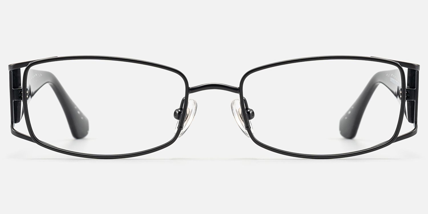 Wren - Unique Metal Rim Rectangle Black Glasses | Vooglam Angle View