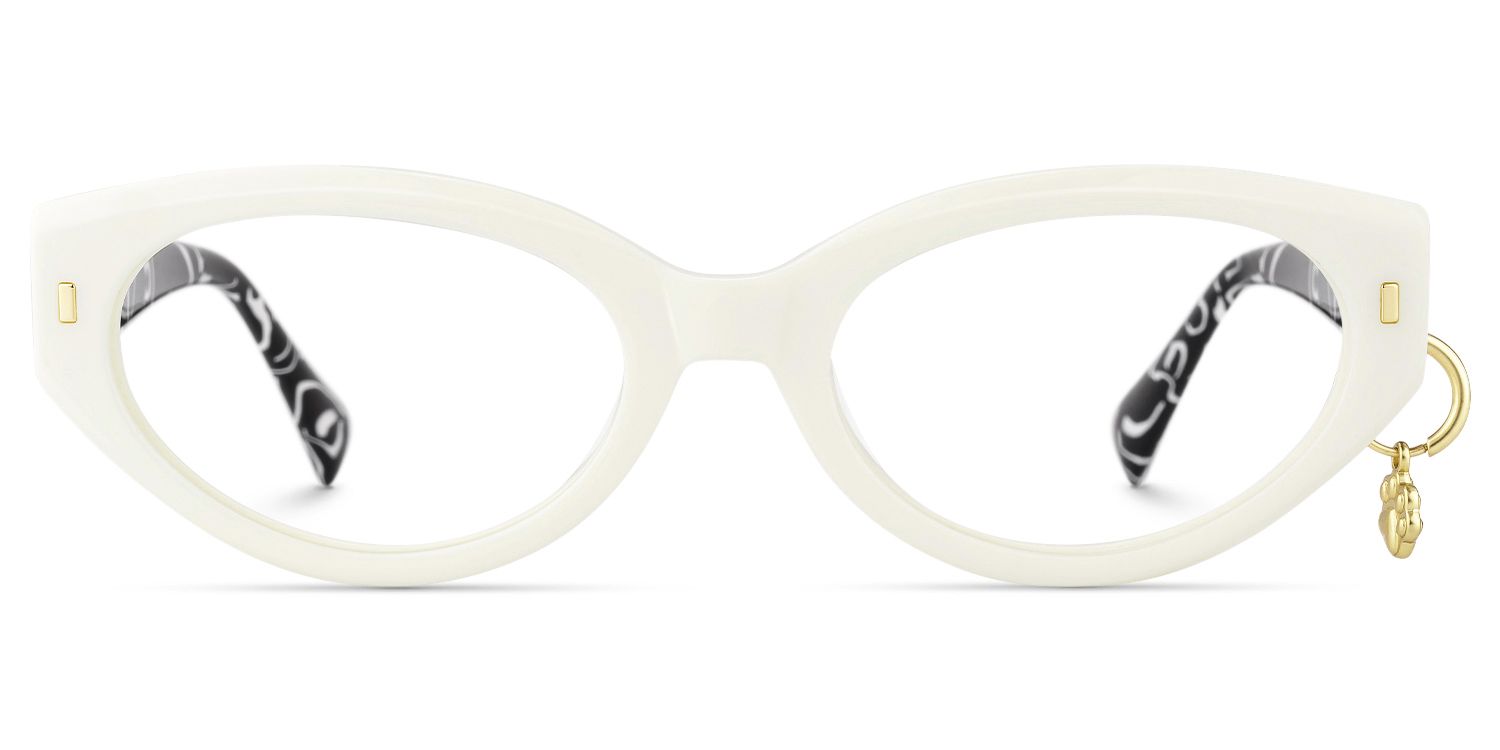 Meow - Cat Eye White Eyeglasses | Vooglam Angle View
