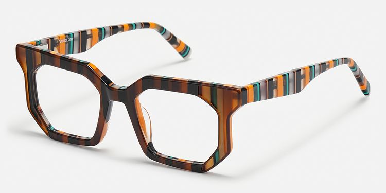 Abetzi - Vintage Boho Hexagon Brown Striped Frames by Vooglam