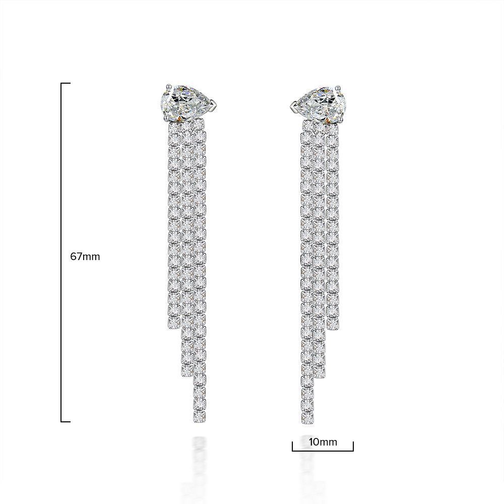 Sparkle Diamond White Waterdrop Pierced Earrings by Vooglam - Angle View