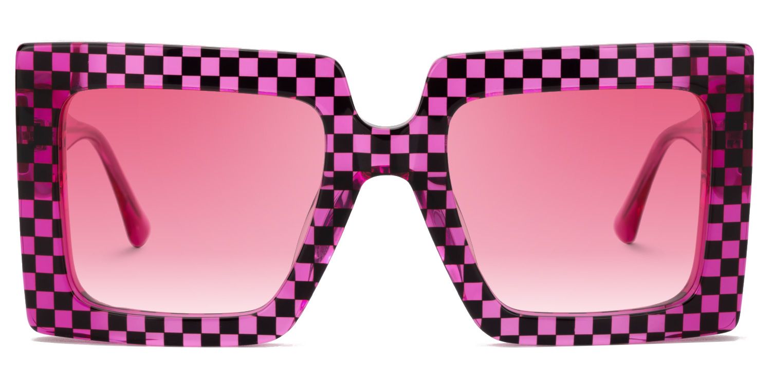 Ferial - Square Black/Pink Sunglasses | Vooglam Angle View