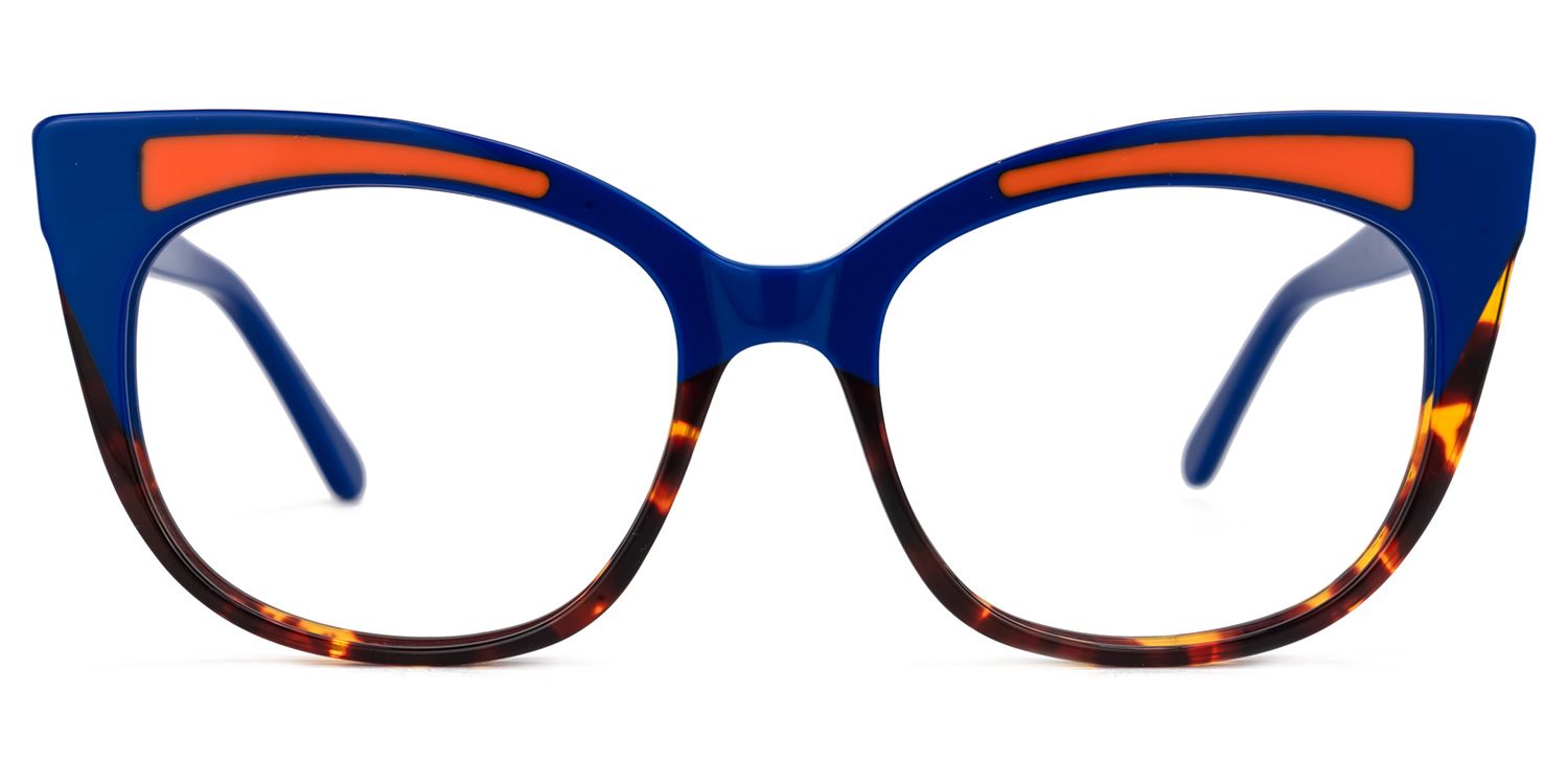 Edythe - Cat Eye Blue/Tortoise Eyeglasses | Vooglam Angle View