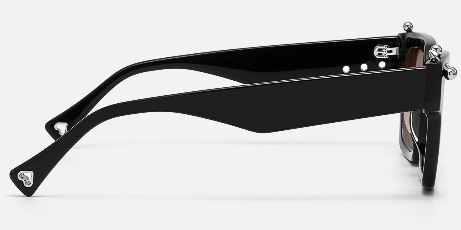 PIERCE - Black Pierced Square Gradient Sunglasses | Vooglam Side View