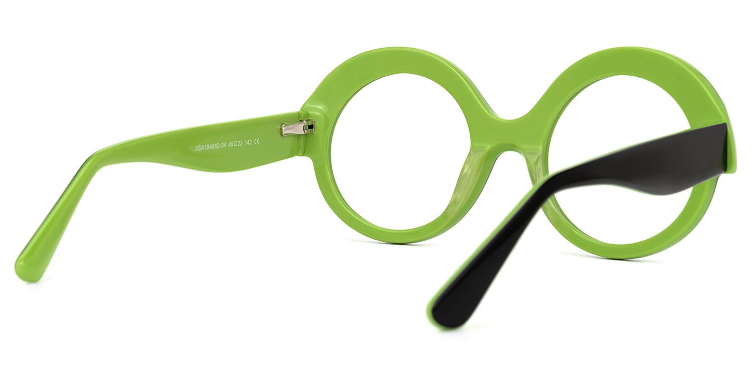 Admetus - Round Black/Green Eyeglasses by Vooglam - Side View