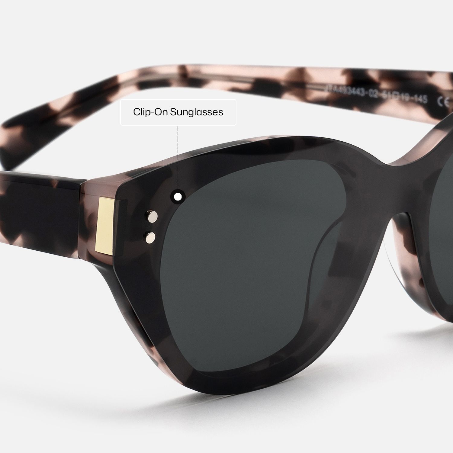 Cicely - Magnetic Clip on Pink Tortoise Sunglasses | Vooglam Design Details