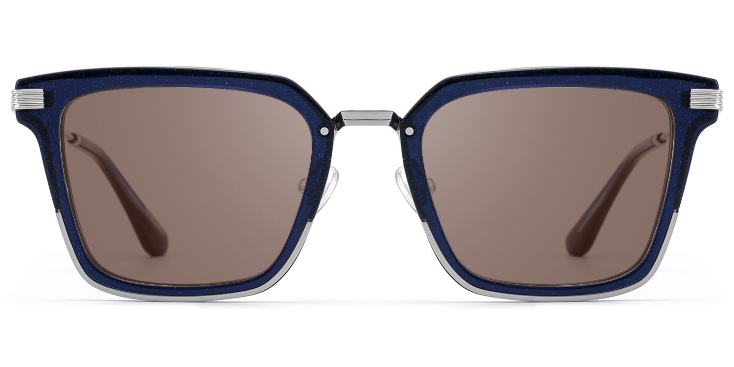 Frame Size of Kassel - Statement Navy Blue Brown Lens Sunglasses | Vooglam
