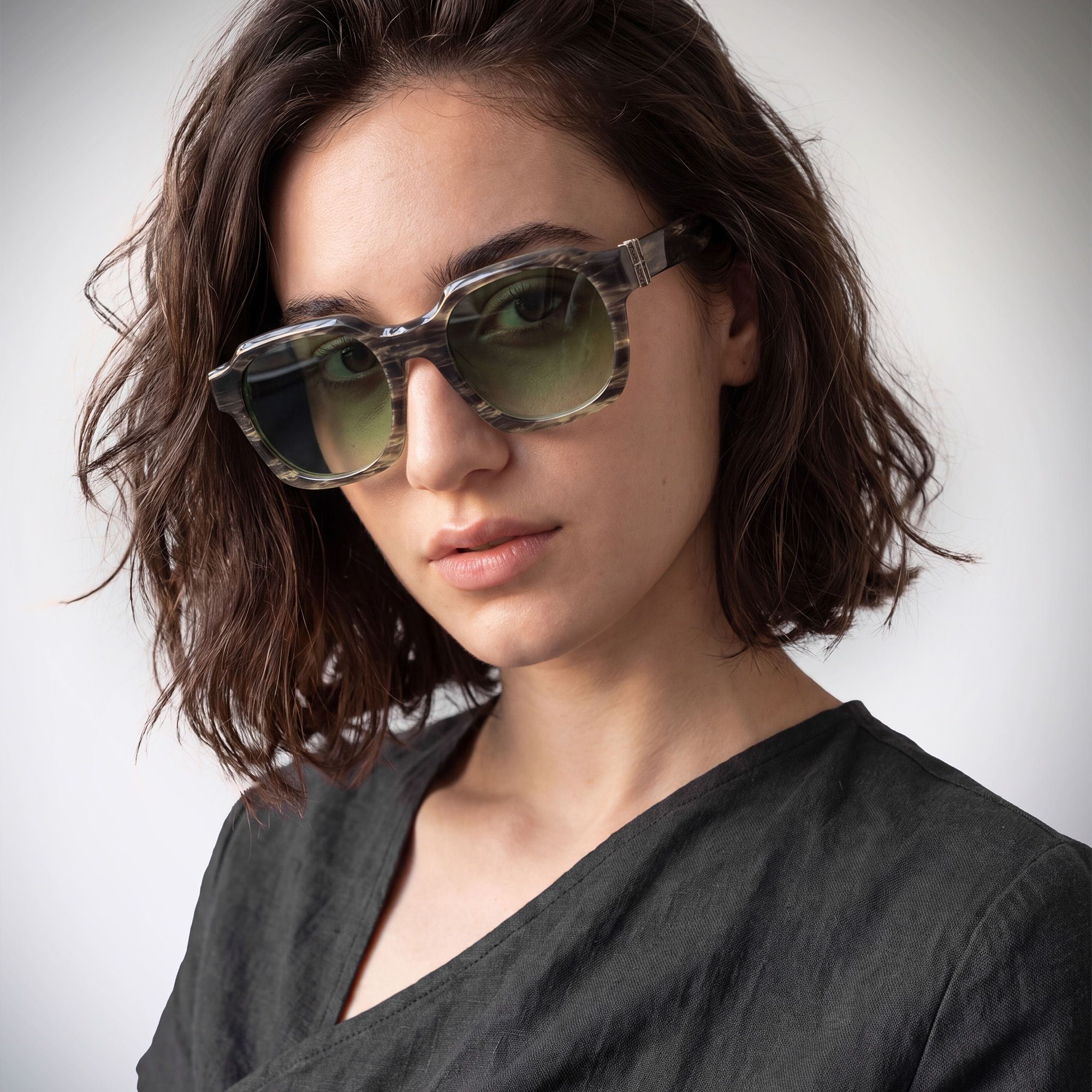 Vooglam Street Style in Real Life: Vernon - Olive Green Striped Gradient Sunglasses by Vooglam