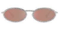 Finnea - Oval Silver Sunglasses | Vooglam Angle View