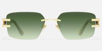 Aurum - Green Tint Rimless Sunglasses | Vooglam Angle View
