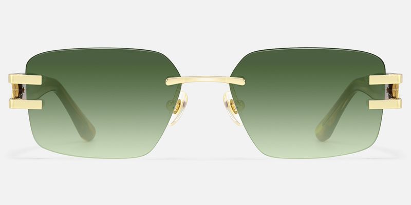 Aurum - Green Tint Rimless Sunglasses | Vooglam
