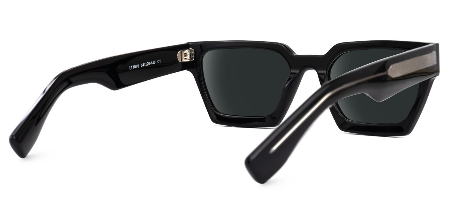 Dejan - Rectangle Black Sunglasses | Vooglam Side View