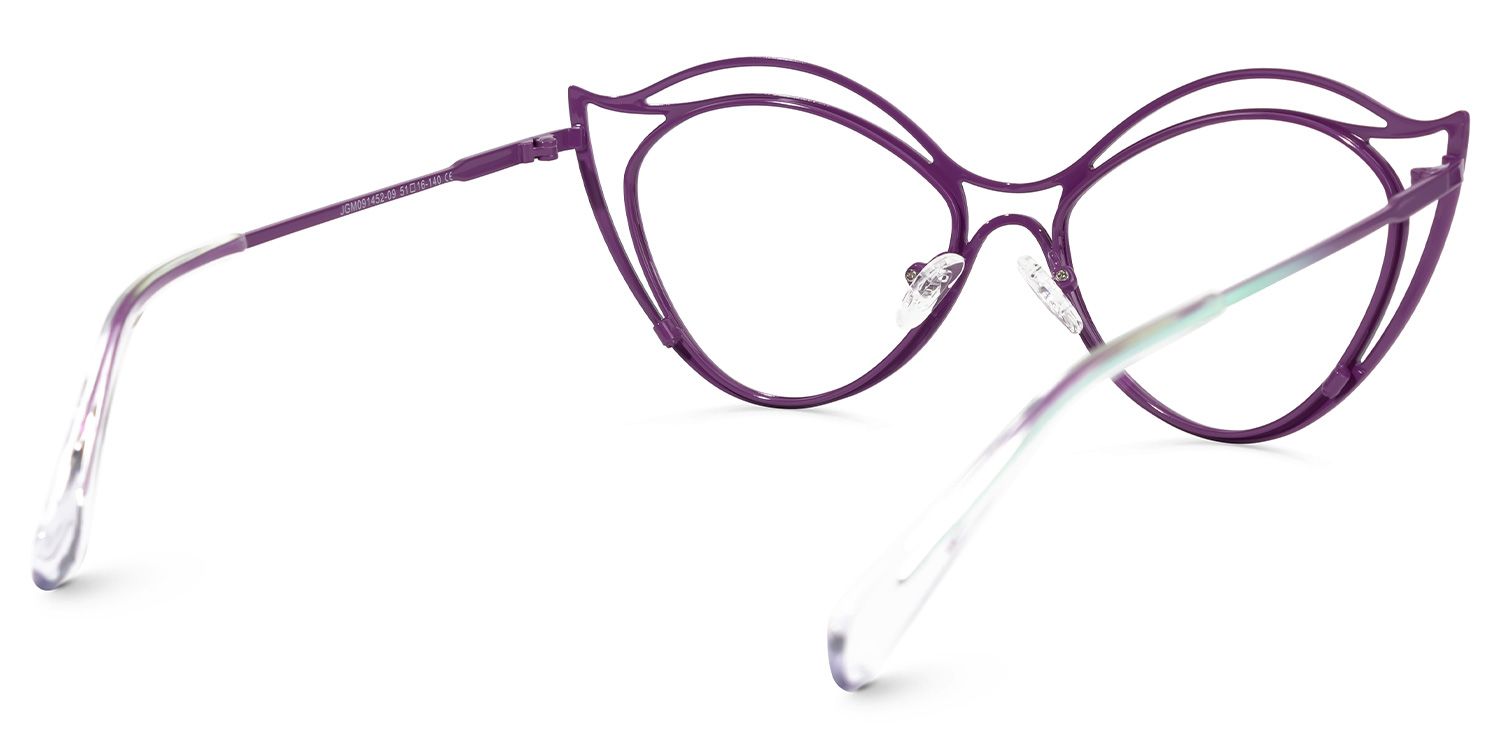 Hilleary - Geometric Purple/Green Eyeglasses by Vooglam - Side View