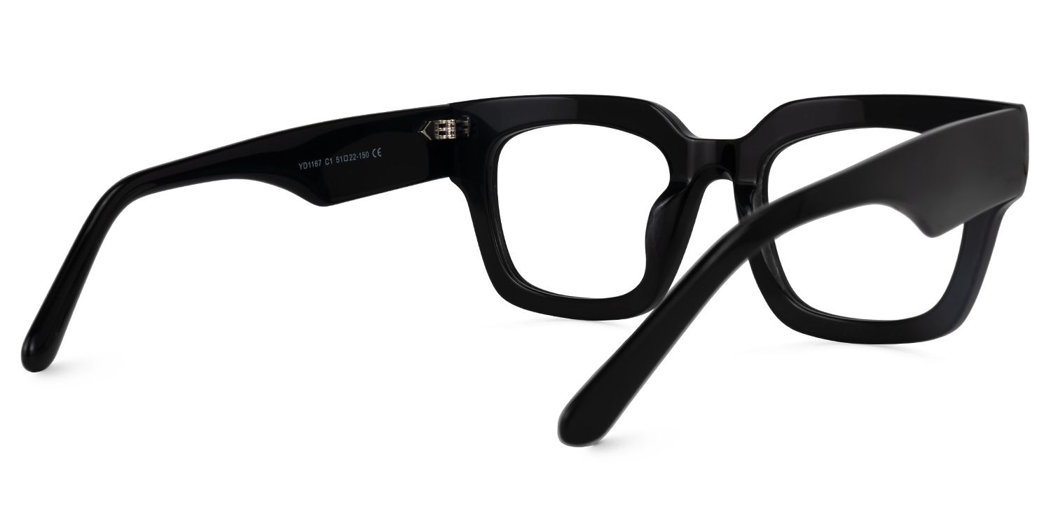 Denitsa - Square Black Eyeglasses | Vooglam Side View