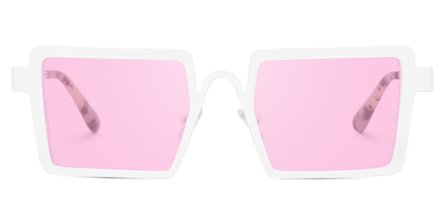 Cairbre - Rectangle White Sunglasses - 1