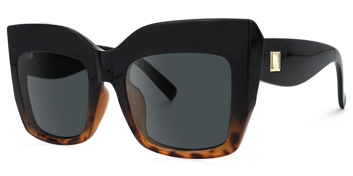 Cassandra - Square Black/Tortoise Sunglasses | Vooglam Front View