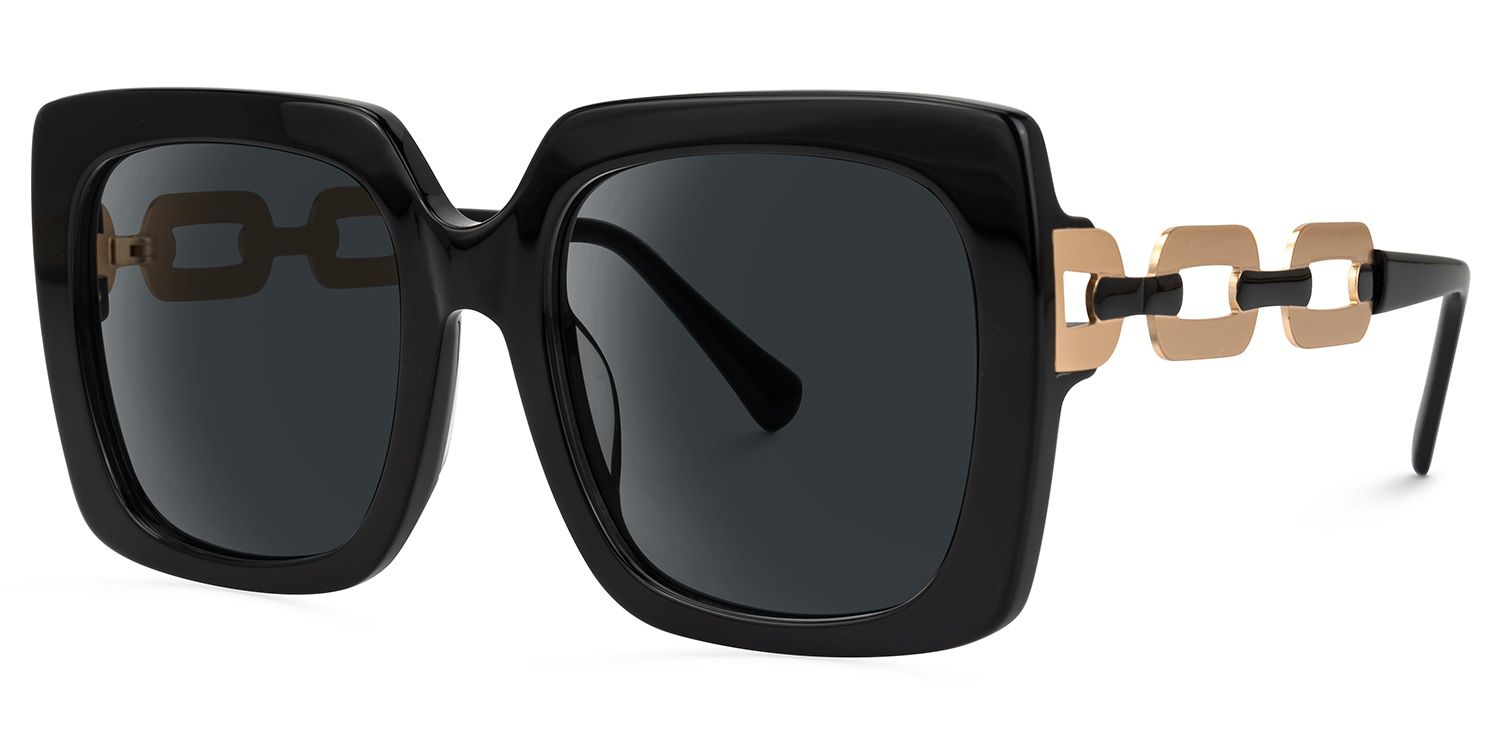 Dascha - Square Black Sunglasses | Vooglam Front View