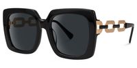 Dascha - Square Black Sunglasses | Vooglam Front View