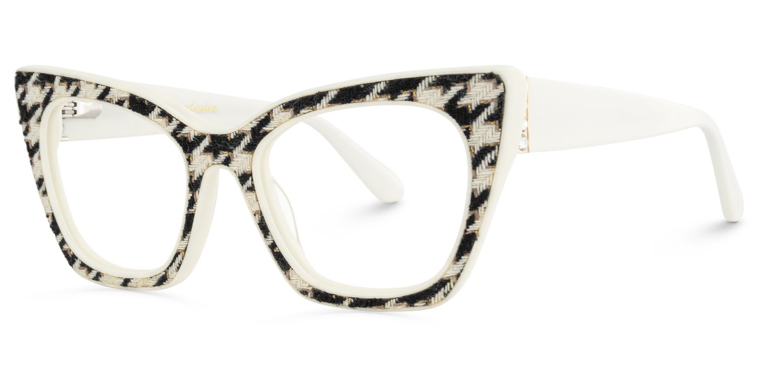 Tanna - Chic Houndstooth Design Cateye Glasses | Vooglam Front View